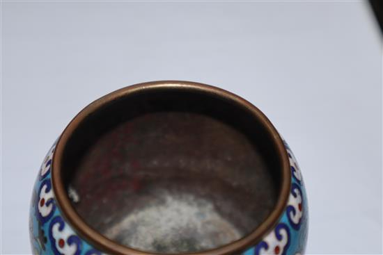 A Chinese cloisonne enamel water pot, Qing dynasty height 6cm